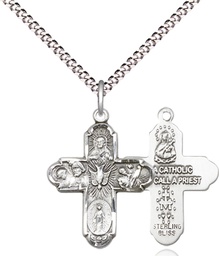 [0044SS/18S] Sterling Silver 5-Way Pendant on a 18 inch Light Rhodium Light Curb chain