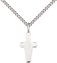 [2526SS/18S] Sterling Silver Cross Pendant on a 18 inch Light Rhodium Light Curb chain
