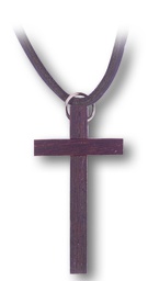 [HI-667] 2.5&quot; Rich Rosewood Cross on a 32&quot; Leather Cord