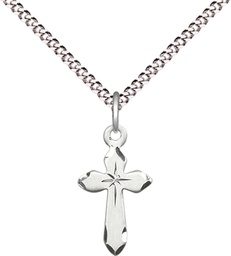 [2529SS/18S] Sterling Silver Cross Pendant on a 18 inch Light Rhodium Light Curb chain