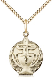 [2530GF/18G] 14kt Gold Filled Communion Pendant on a 18 inch Gold Plate Light Curb chain