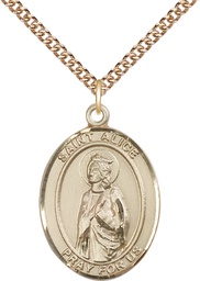 [7248GF/24GF] 14kt Gold Filled Saint Alice Pendant on a 24 inch Gold Filled Heavy Curb chain
