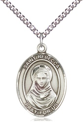 [7252SS/24SS] Sterling Silver Saint Rebecca Pendant on a 24 inch Sterling Silver Heavy Curb chain
