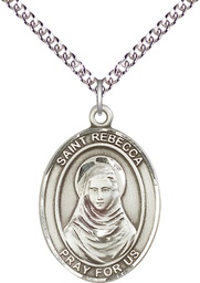 [7252SS/24SS] Sterling Silver Saint Rebecca Pendant on a 24 inch Sterling Silver Heavy Curb chain