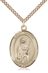 [7255GF/24GF] 14kt Gold Filled Saint Grace Pendant on a 24 inch Gold Filled Heavy Curb chain