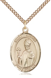 [7256GF/24GF] 14kt Gold Filled Saint Austin Pendant on a 24 inch Gold Filled Heavy Curb chain