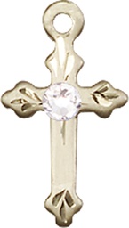 [2531GF-STN4] 14kt Gold Filled Cross Medal with a 3mm Crystal Swarovski stone