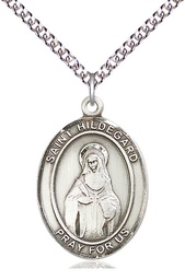 [7260SS/24SS] Sterling Silver Saint Hildegard von Bingen Pendant on a 24 inch Sterling Silver Heavy Curb chain