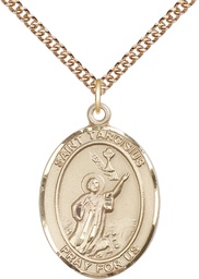[7261GF/24GF] 14kt Gold Filled Saint Tarcisius Pendant on a 24 inch Gold Filled Heavy Curb chain