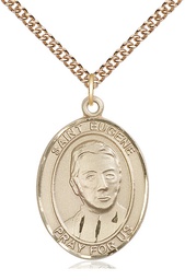[7266GF/24GF] 14kt Gold Filled Saint Eugene de Mazenod Pendant on a 24 inch Gold Filled Heavy Curb chain