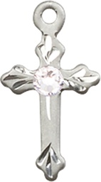 [2531SS-STN4] Sterling Silver Cross Medal with a 3mm Crystal Swarovski stone