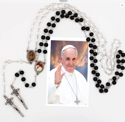 [967/BK/FRA/C1] Black Bead Rosary Pope Francis
