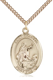 [7268GF/24GF] 14kt Gold Filled Saint Colette Pendant on a 24 inch Gold Filled Heavy Curb chain