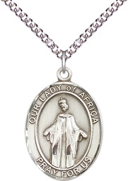 [7269SS/24SS] Sterling Silver Our Lady of Africa Pendant on a 24 inch Sterling Silver Heavy Curb chain