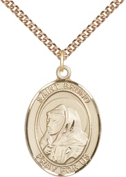 [7270GF/24GF] 14kt Gold Filled Saint Bruno Pendant on a 24 inch Gold Filled Heavy Curb chain