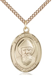 [7271GF/24GF] 14kt Gold Filled Saint Sharbel Pendant on a 24 inch Gold Filled Heavy Curb chain