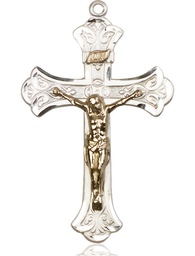 [2642GF/SSY] Two-Tone GF/SS Crucifix Medal - With Box