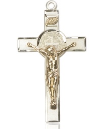 [2645GF/SS] Two-Tone GF/SS Saint Benedict Crucifix Medal