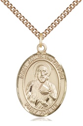 [7277GF/24GF] 14kt Gold Filled Saint James the Lesser Pendant on a 24 inch Gold Filled Heavy Curb chain