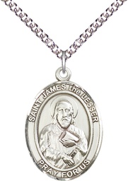 [7277SS/24SS] Sterling Silver Saint James the Lesser Pendant on a 24 inch Sterling Silver Heavy Curb chain