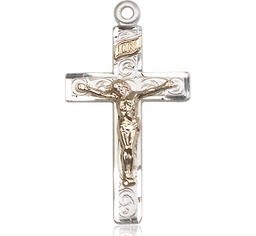 [2652GF/SSY] Two-Tone GF/SS Crucifix Medal - With Box
