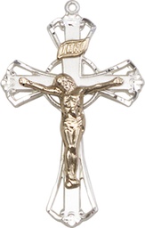 [2659GF/SSY] Two-Tone GF/SS Crucifix Medal - With Box
