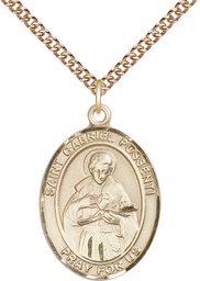 [7279GF/24GF] 14kt Gold Filled Saint Gabriel Possenti Pendant on a 24 inch Gold Filled Heavy Curb chain