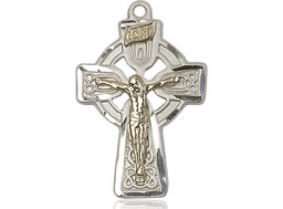[2684GF/SSY] Two-Tone GF/SS Celtic Crucifix Medal