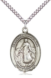 [7283SS/24SS] Sterling Silver Blessed Karolina Kozkowna Pendant on a 24 inch Sterling Silver Heavy Curb chain