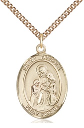 [7284GF/24GF] 14kt Gold Filled Saint Angela Merici Pendant on a 24 inch Gold Filled Heavy Curb chain