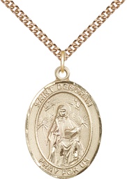 [7286GF/24GF] 14kt Gold Filled Saint Deborah Pendant on a 24 inch Gold Filled Heavy Curb chain