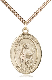 [7286GF/24GF] 14kt Gold Filled Saint Deborah Pendant on a 24 inch Gold Filled Heavy Curb chain