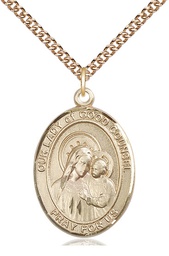 [7287GF/24GF] 14kt Gold Filled Our Lady of Good Counsel Pendant on a 24 inch Gold Filled Heavy Curb chain