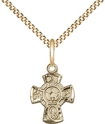 [3145GF/18G] 14kt Gold Filled 5-Way Pendant on a 18 inch Gold Plate Light Curb chain
