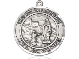 [7288RDSPSS] Sterling Silver Virgen de Lourdes Medal