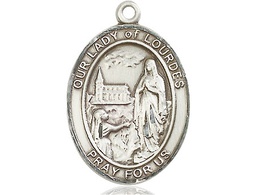 [7288SS] Sterling Silver Our Lady of Lourdes Medal