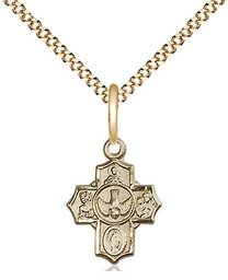 [3190GF/18G] 14kt Gold Filled 5-Way Pendant on a 18 inch Gold Plate Light Curb chain