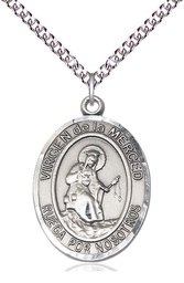 [7289SPSS/24SS] Sterling Silver Virgen de la Merced Pendant on a 24 inch Sterling Silver Heavy Curb chain