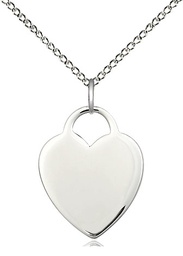 [3200DEMSS/18SS] Sterling Silver Heart Pendant with a Emerald bead on a 18 inch Sterling Silver Light Curb chain