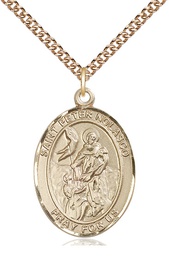 [7291GF/24GF] 14kt Gold Filled Saint Peter Nolasco Pendant on a 24 inch Gold Filled Heavy Curb chain