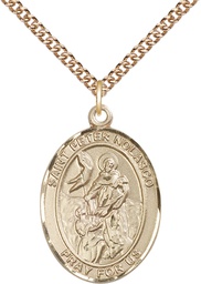 [7291GF/24GF] 14kt Gold Filled Saint Peter Nolasco Pendant on a 24 inch Gold Filled Heavy Curb chain
