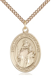 [7292GF/24GF] 14kt Gold Filled Our Lady of Consolation Pendant on a 24 inch Gold Filled Heavy Curb chain