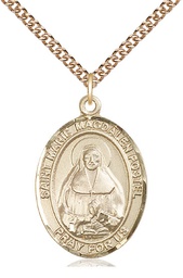 [7294GF/24GF] 14kt Gold Filled Marie Magdalen Postel Pendant on a 24 inch Gold Filled Heavy Curb chain
