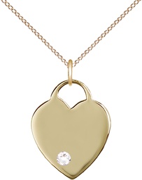 [3200GF-STN4/18GF] 14kt Gold Filled Heart Pendant with a 3mm Crystal Swarovski stone on a 18 inch Gold Filled Light Curb chain