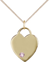 [3200GF-STN6/18GF] 14kt Gold Filled Heart Pendant with a 3mm Light Amethyst Swarovski stone on a 18 inch Gold Filled Light Curb chain