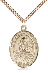 [7297GF/24GF] 14kt Gold Filled Saint Lidwina of Schiedam Pendant on a 24 inch Gold Filled Heavy Curb chain