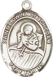 [7297SS] Sterling Silver Saint Lidwina of Schiedam Medal