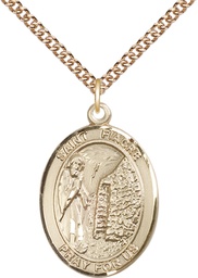 [7298GF/24GF] 14kt Gold Filled Saint Fiacre Pendant on a 24 inch Gold Filled Heavy Curb chain