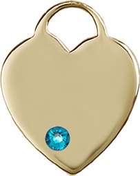 [3200KT-STN12] 14kt Gold Heart Medal with a 3mm Zircon Swarovski stone