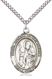 [7300SS/24SS] Sterling Silver Saint Joseph of Arimathea Pendant on a 24 inch Sterling Silver Heavy Curb chain